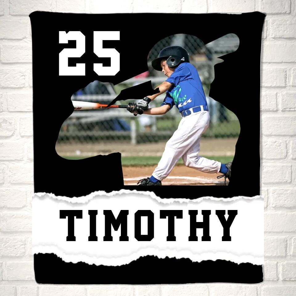 Custom Baseball or Softball Photo Sport Blanket