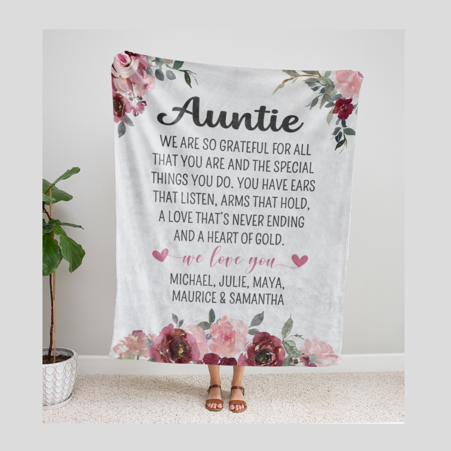 Auntie We are Grateful Blanket