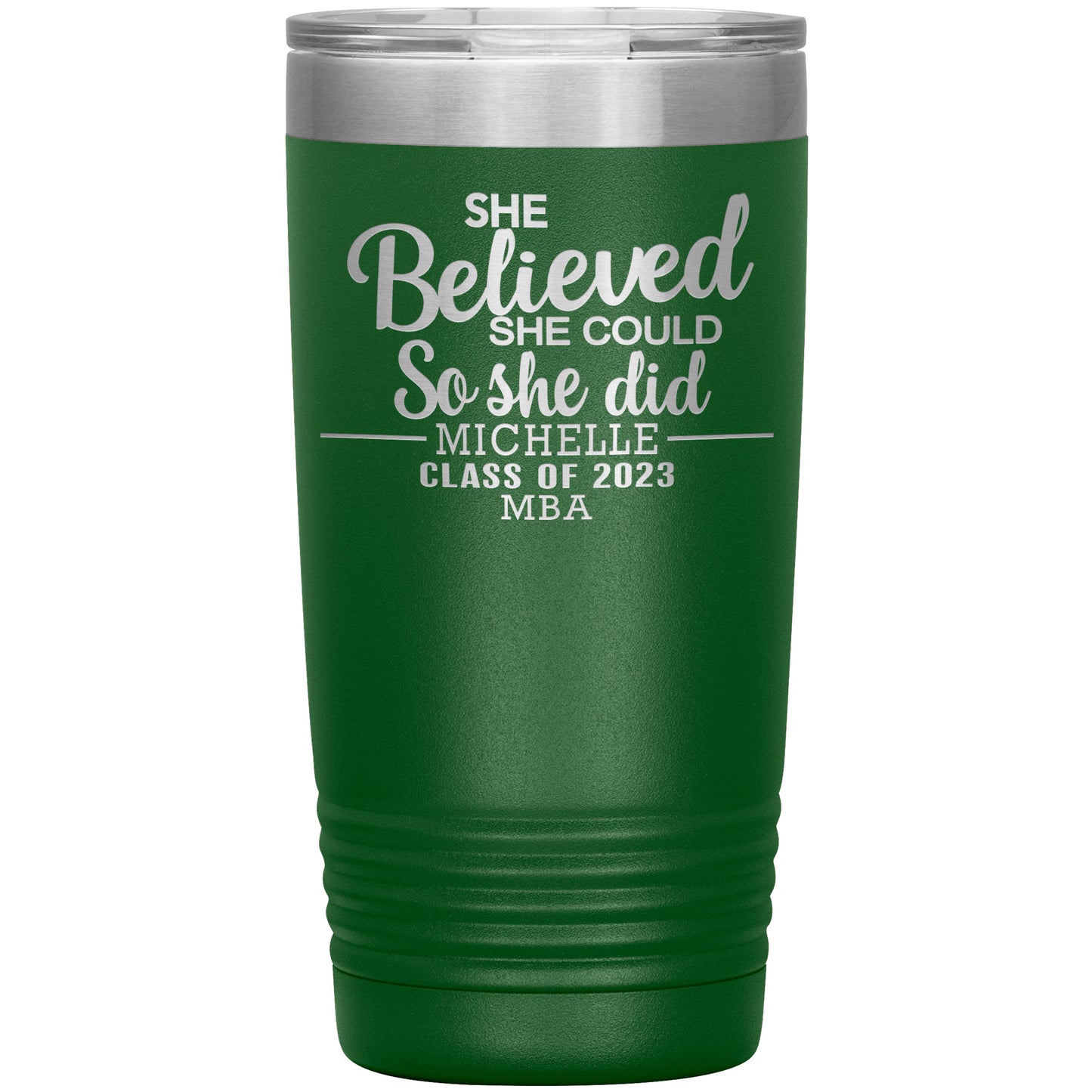 She Believed She Could 2023 Tumbler, PhD, Masters Degree Graduation Gift for Her