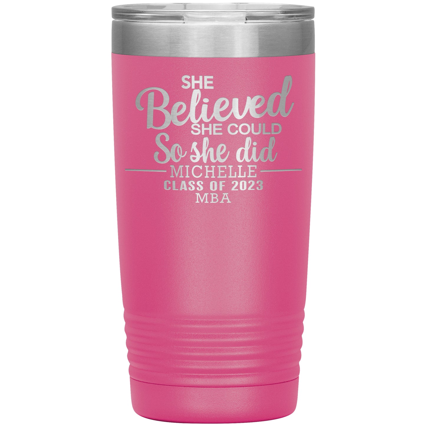 She Believed She Could 2023 Tumbler, PhD, Masters Degree Graduation Gift for Her