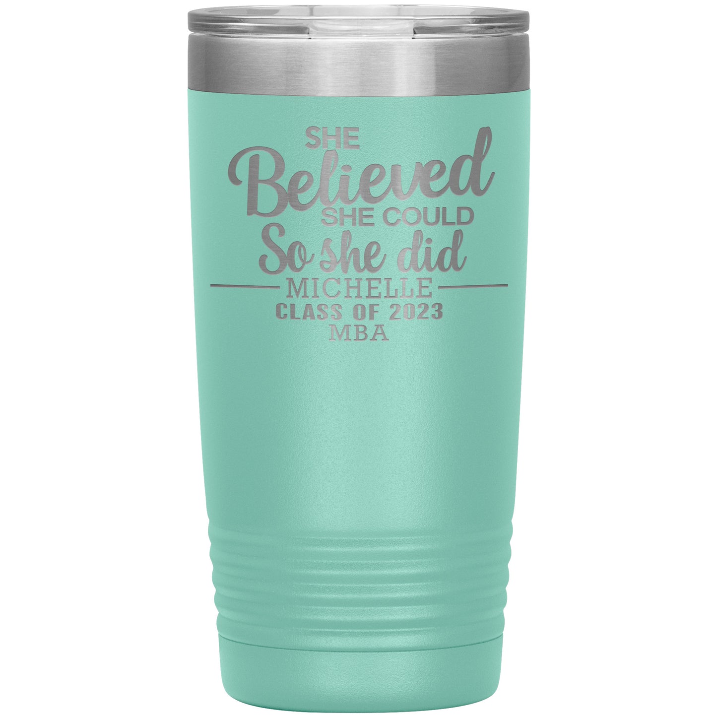 She Believed She Could 2023 Tumbler, PhD, Masters Degree Graduation Gift for Her
