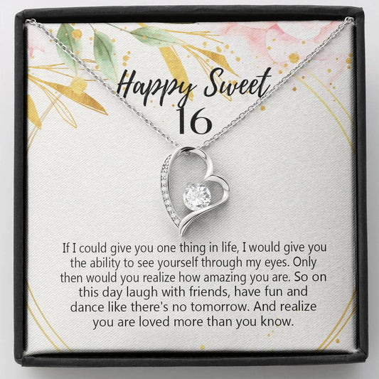 Happy Sweet 16 You Are Amazing Forever Heart Necklace