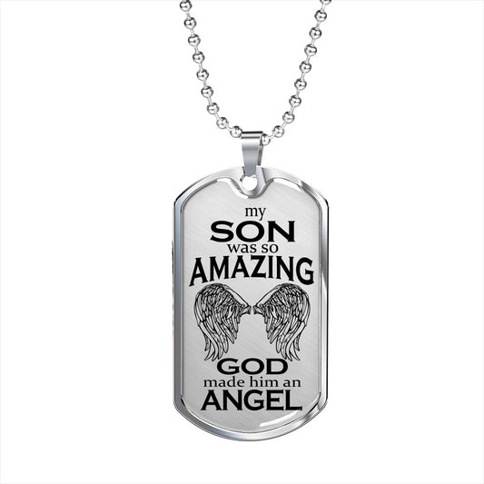 Amazing Son Angel Dog Tag Necklace
