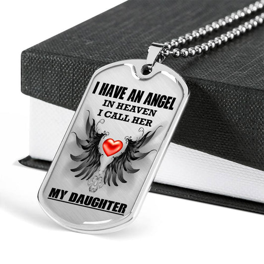Angel in Heaven Daughter Dog Tag Necklace