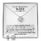 To My Beautiful Wife Necklace and Earring Love Knot Set