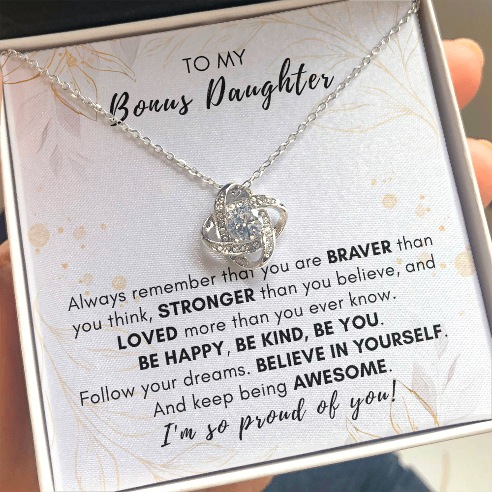 To My Bonus Daughter Love Knot Necklace
