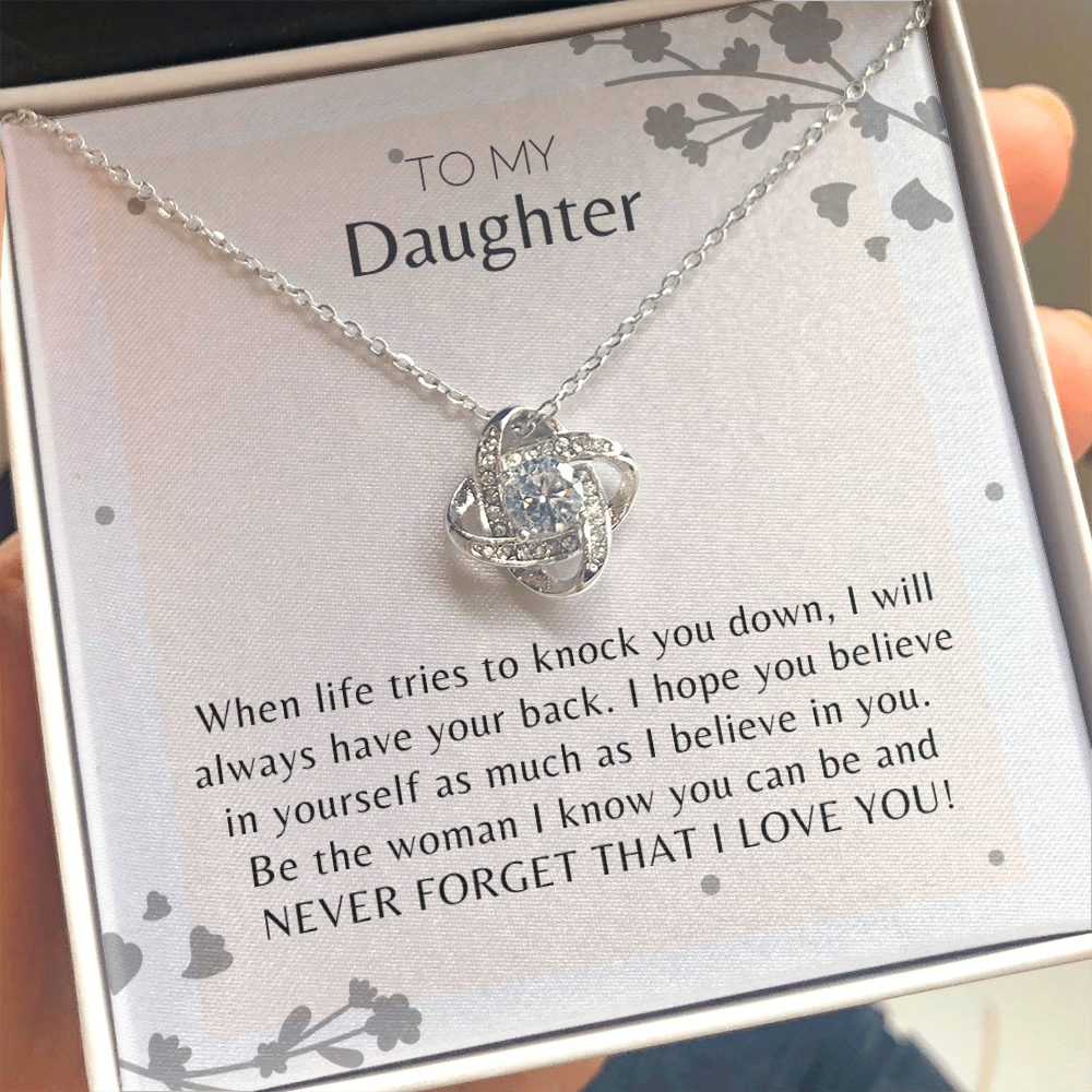 To My Daughter Never Forget that I Love You Love Knot Necklace