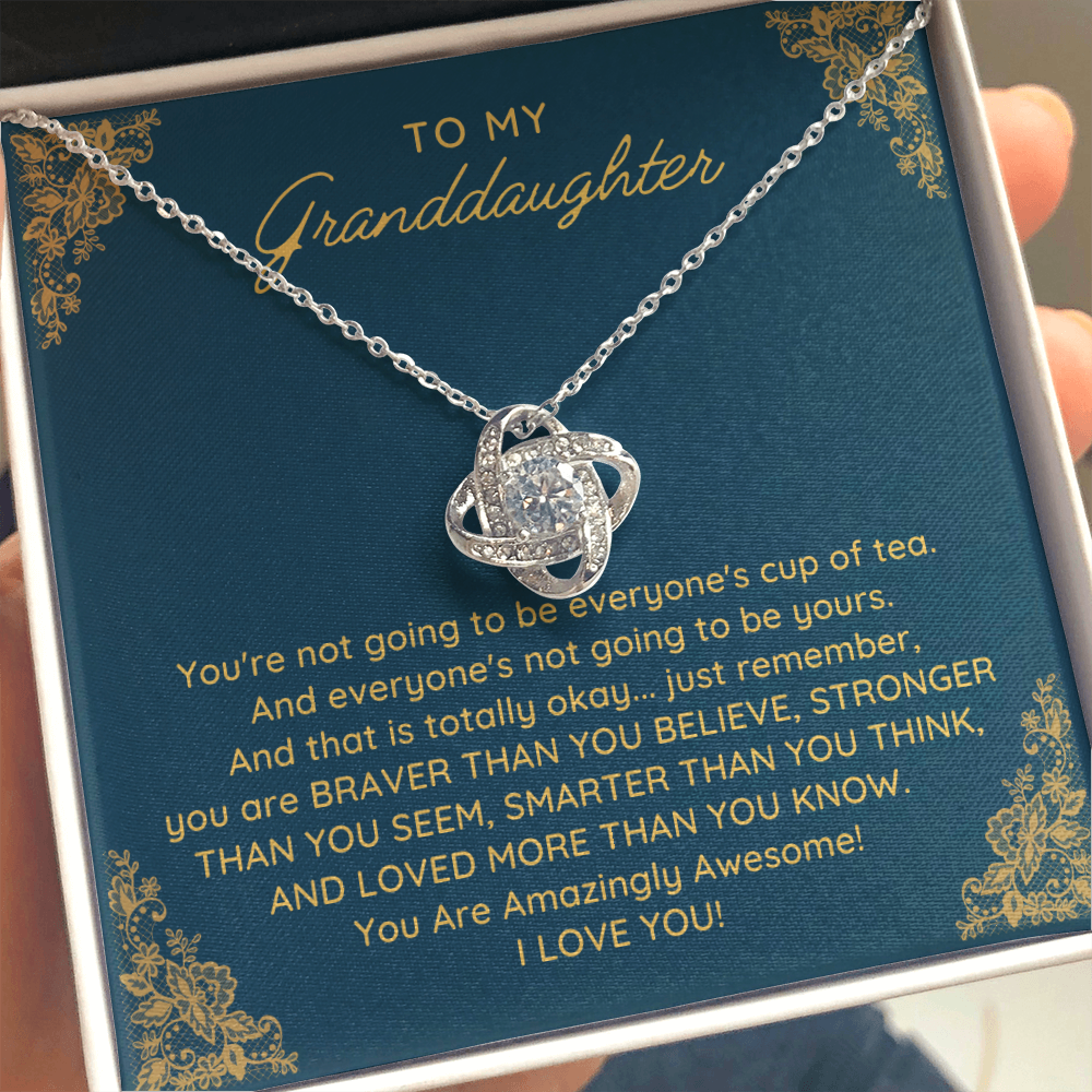 To My Granddaughter Love Knot Necklace