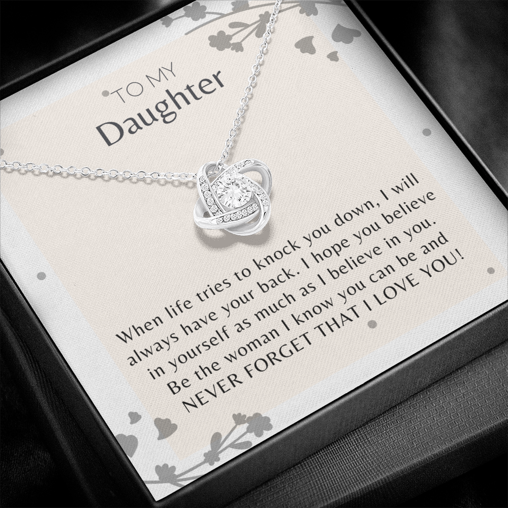 To My Daughter Never Forget that I Love You Love Knot Necklace