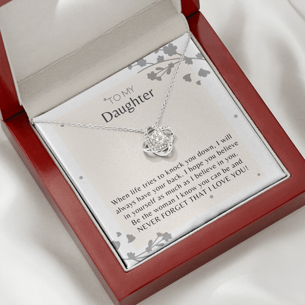 To My Daughter Never Forget that I Love You Love Knot Necklace