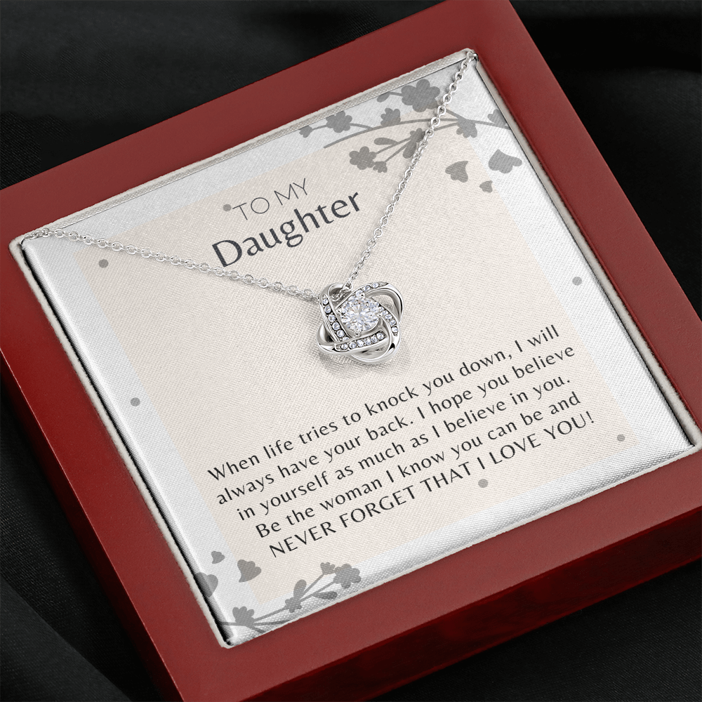 To My Daughter Never Forget that I Love You Love Knot Necklace