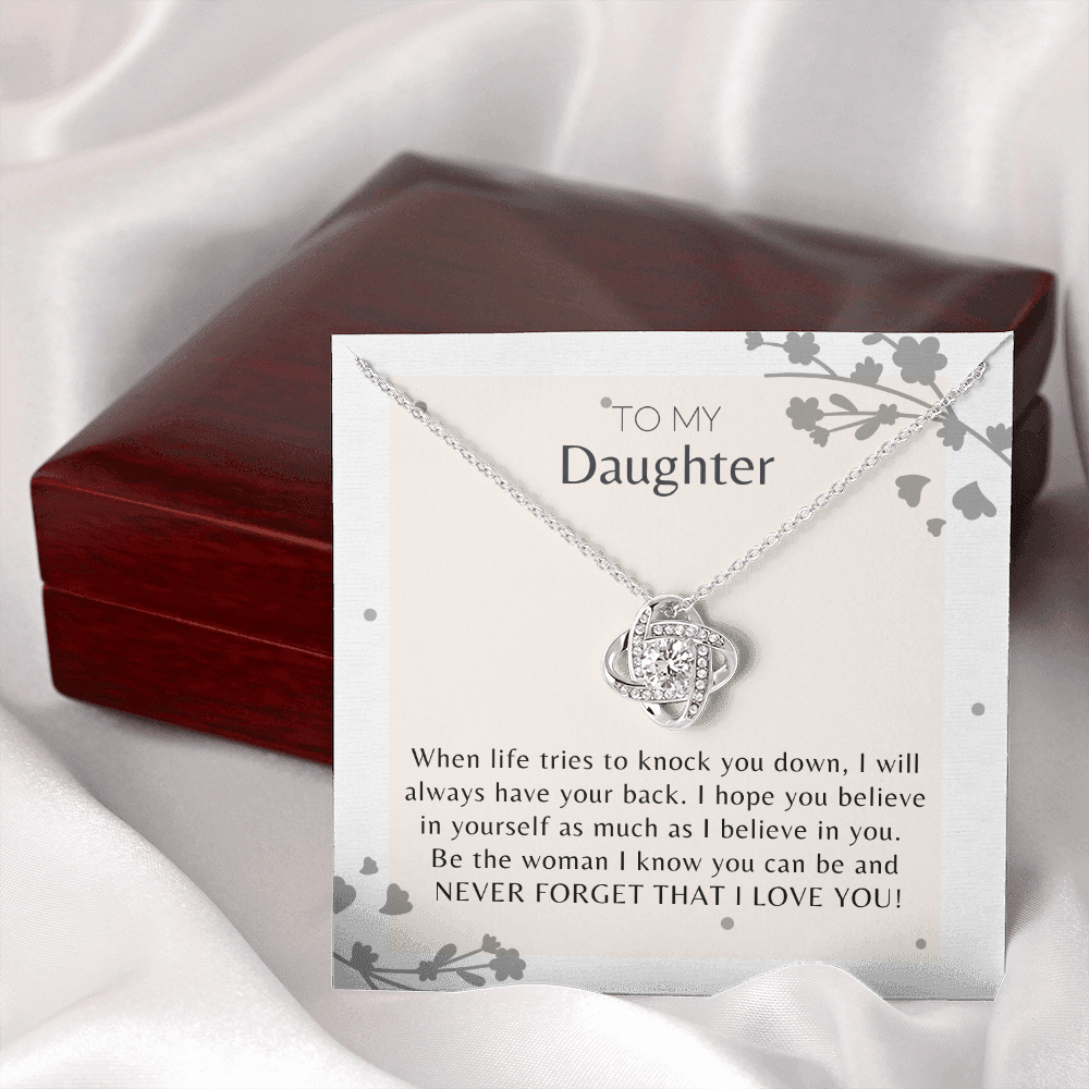 To My Daughter Never Forget that I Love You Love Knot Necklace