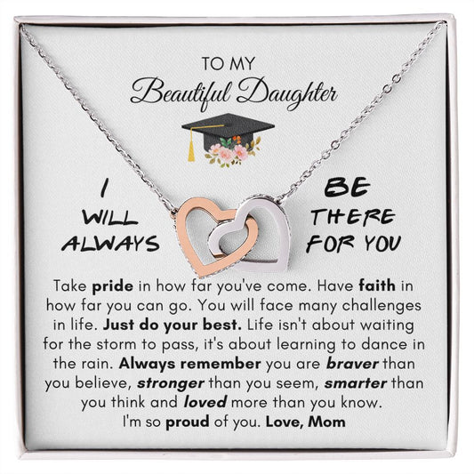 Beautiful Daughter I Will Always Be There For You Connecting Hearts Necklace