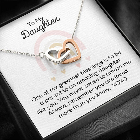 Daughter You Amaze Me Interlocking Hearts Necklace