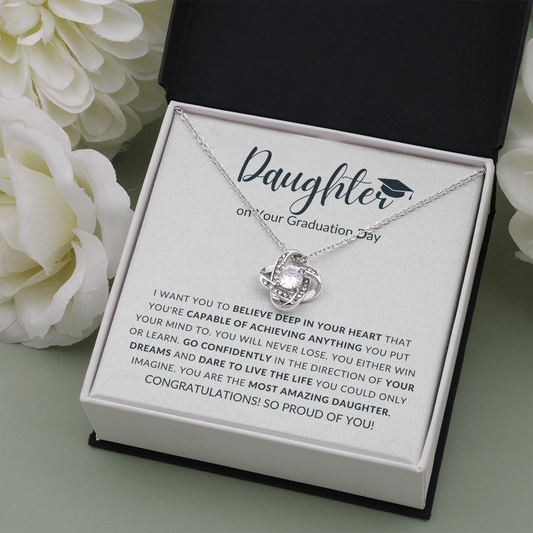 Daughter on Your Graduation Day Love Knot Necklace