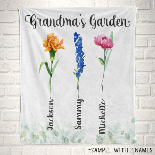 Grandma's Garden Blanket, Blanket with Grandkids Names