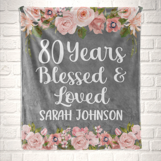 80 Years Blessed and Loved Birthday Blanket