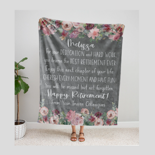 Happy Retirement Floral Blanket