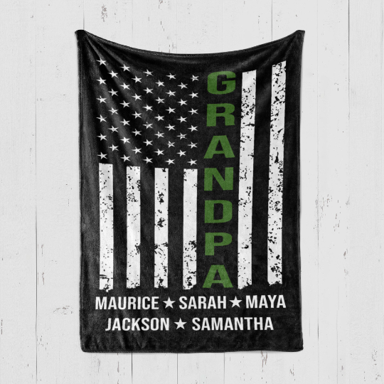 Grandpa Flag Blanket
