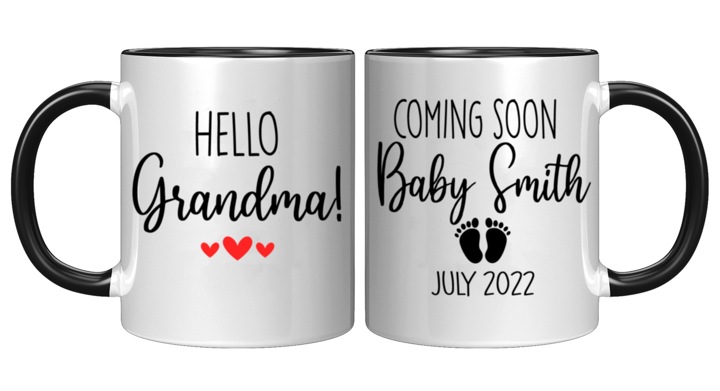 Hello Grandma Baby Coming Soon Mug