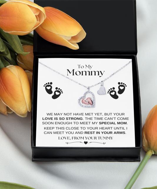 To My Mommy Love From Your Tummy Baby Feet Necklace