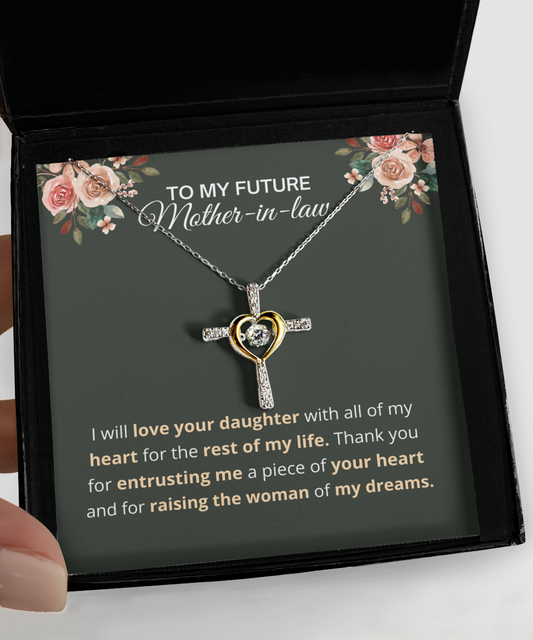 Future Mother In Law Gifts, Mom Of The Bride Cross Necklace, Mother In Law To Be Wedding Day Present From Groom