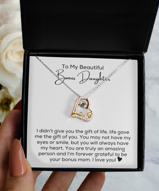 Stepdaughter Gifts, Bonus Daughter Heart Necklace Sterling Silver, Jewelry from Stepmom, Bonus Mom, Stepmother for Step Daughter