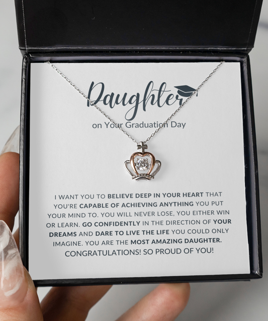 Daughter on Your Graduation Day Crown Necklace
