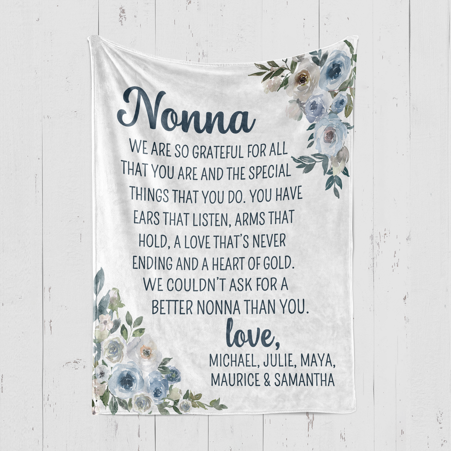 Nonna We are Grateful Grandkids Blanket