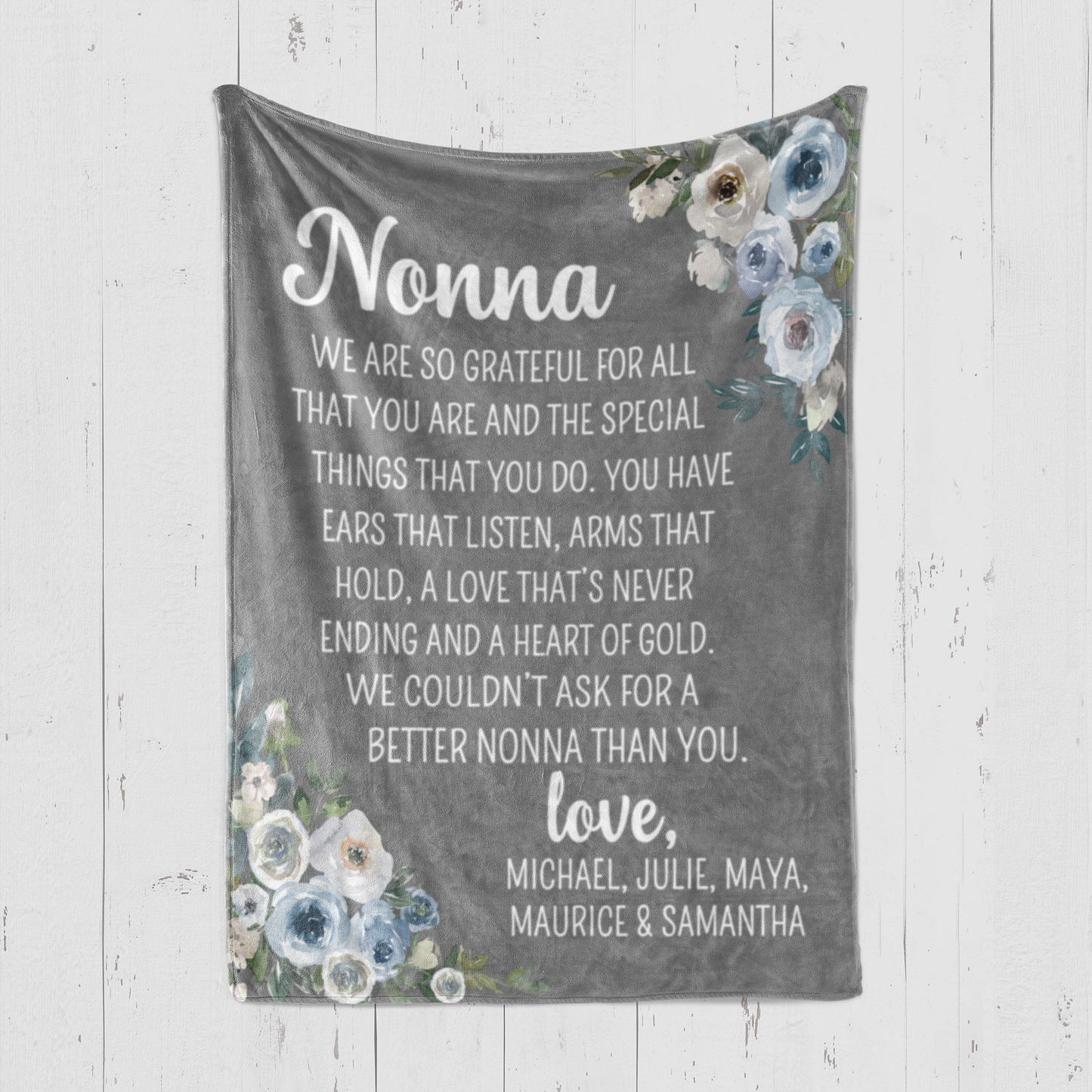 Nonna We are Grateful Grandkids Blanket