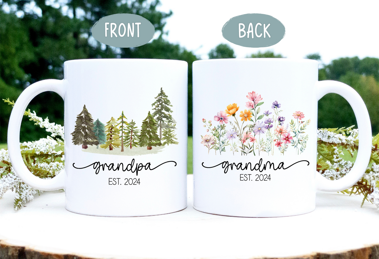 Pregnancy Announcement Grandma Grandpa Mug Est 2024