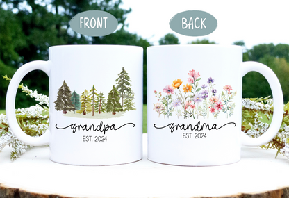 Pregnancy Announcement Grandma Grandpa Mug Est 2024