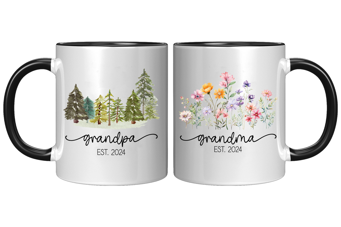 Pregnancy Announcement Grandma Grandpa Mug Est 2024