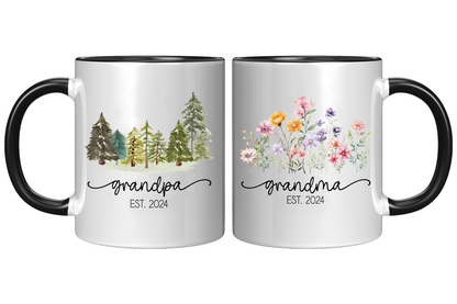 Pregnancy Announcement Grandma Grandpa Mug Est 2024