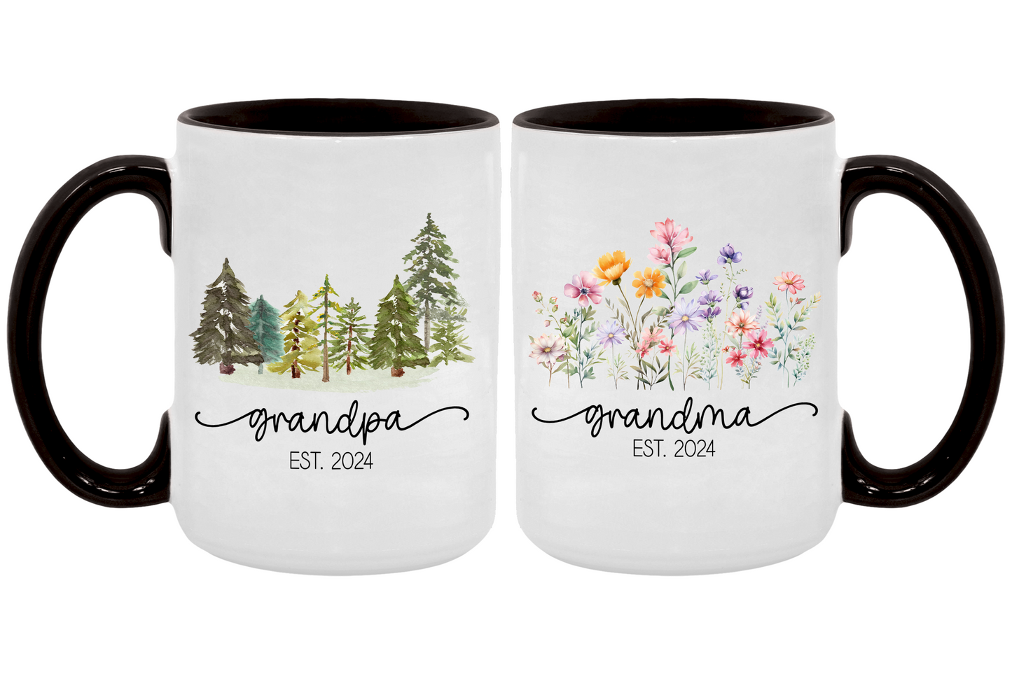 Pregnancy Announcement Grandma Grandpa Mug Est 2024