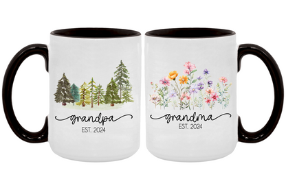 Pregnancy Announcement Grandma Grandpa Mug Est 2024
