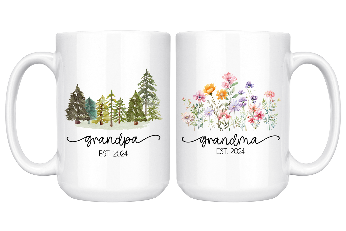 Pregnancy Announcement Grandma Grandpa Mug Est 2024