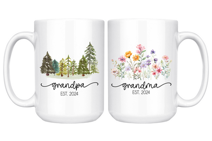 Pregnancy Announcement Grandma Grandpa Mug Est 2024