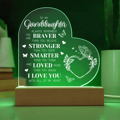 Granddaughter - Loved More Than You Know - Heart Acrylic Plaque
