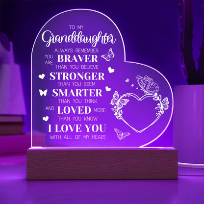 Granddaughter - Loved More Than You Know - Heart Acrylic Plaque