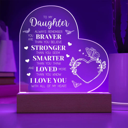 To My Daughter - Loved More Than You Know - Heart Acrylic Plaque