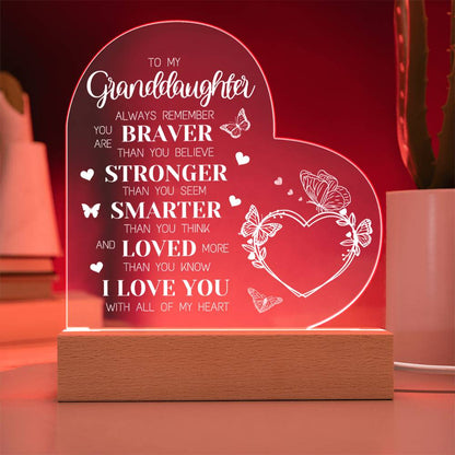 Granddaughter - Loved More Than You Know - Heart Acrylic Plaque