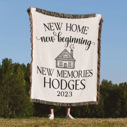 Housewarming Gift Personalized For Couple New Home New Beginning Woven Throw Blanket 2023