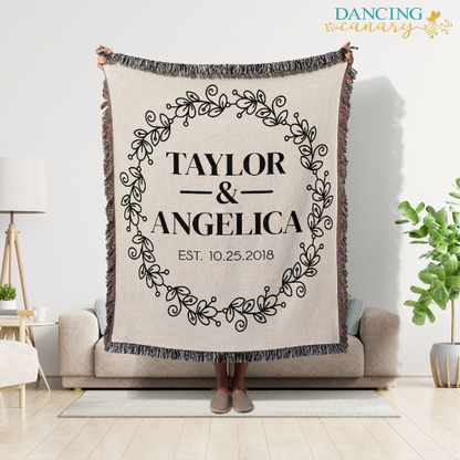 Wedding Anniversary Gift Couple Est Woven Blanket