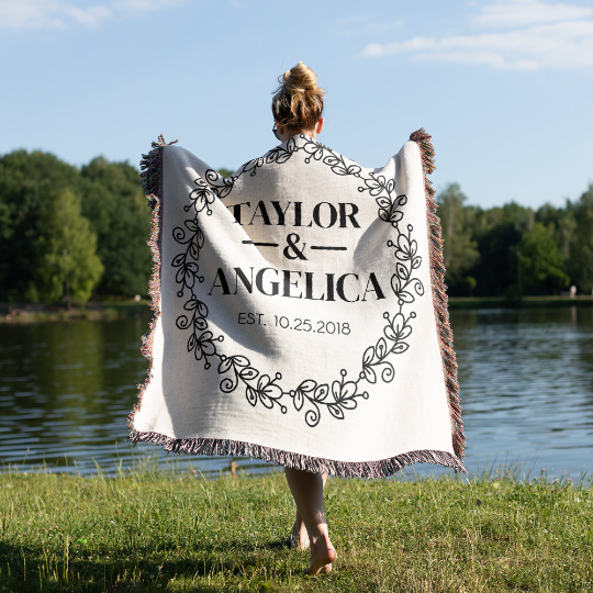 Wedding Anniversary Gift Couple Est Woven Blanket