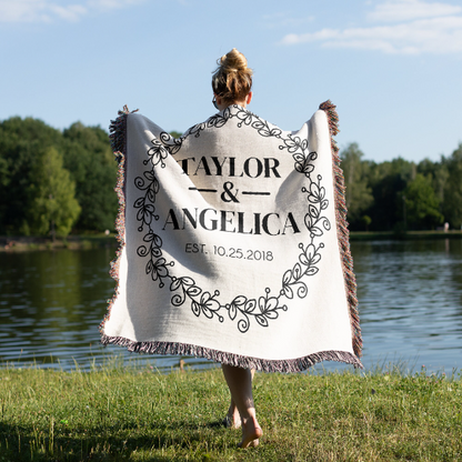 Wedding Anniversary Gift Couple Est Woven Blanket
