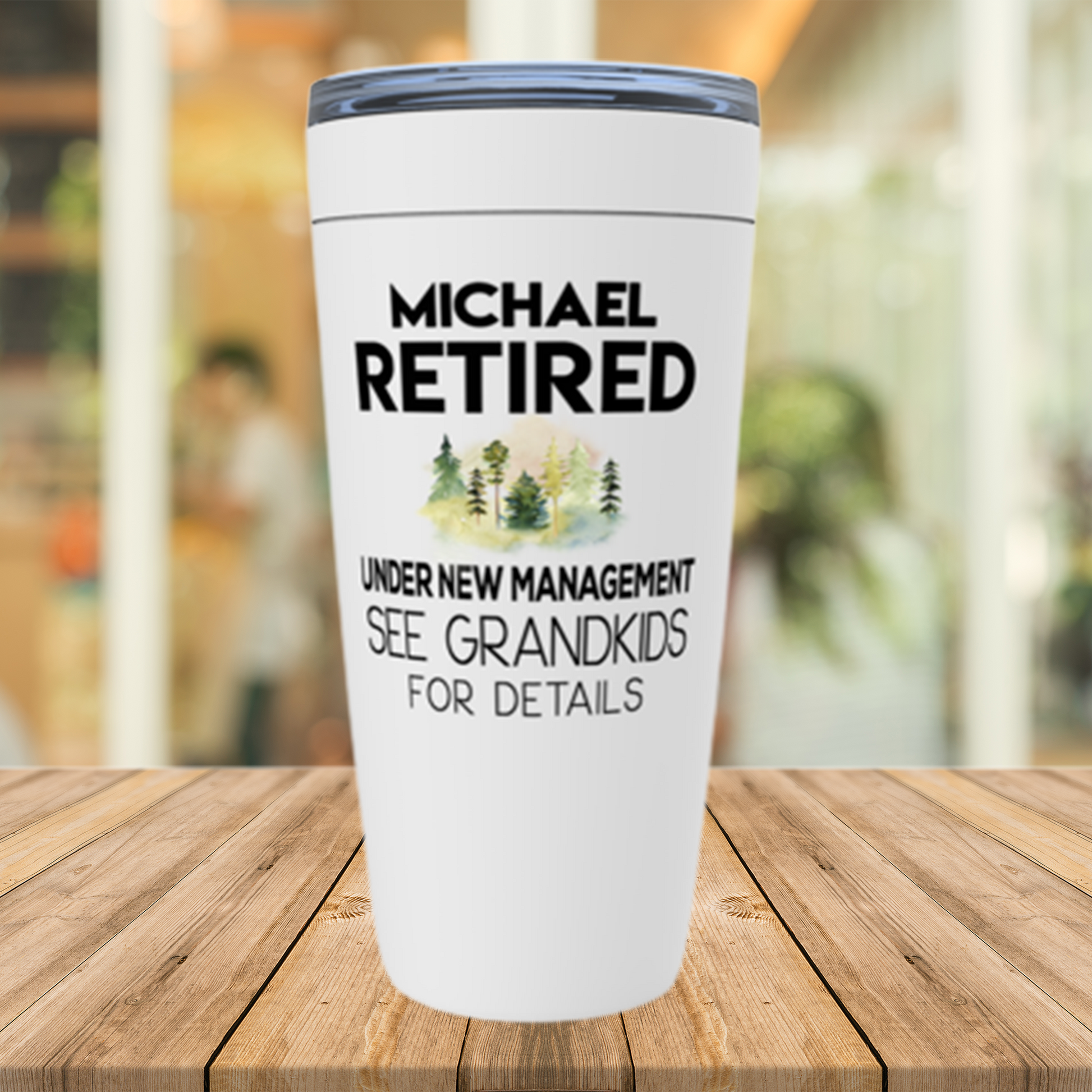 Retired Under New Management See Grandkids for Details Tumbler, Personalized Retirement Gift for Men, Dad, Husband, Boss Uncle Retiree Cup