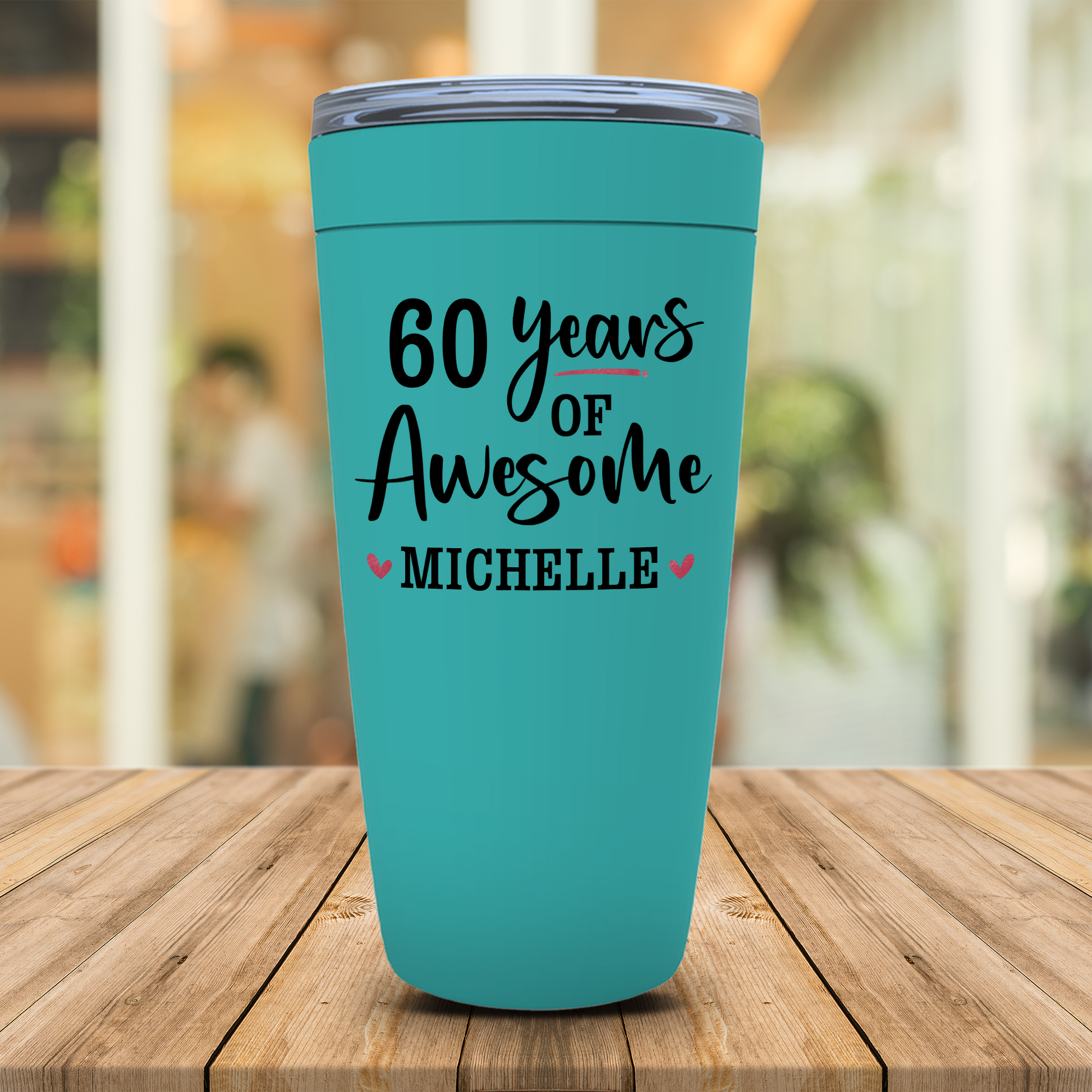 60th Birthday Gift for Women Personalized, 60 Years of Awesome Tumbler, Mom, Friend, Sister, Wife Birthday Party Present, Custom Name Cup