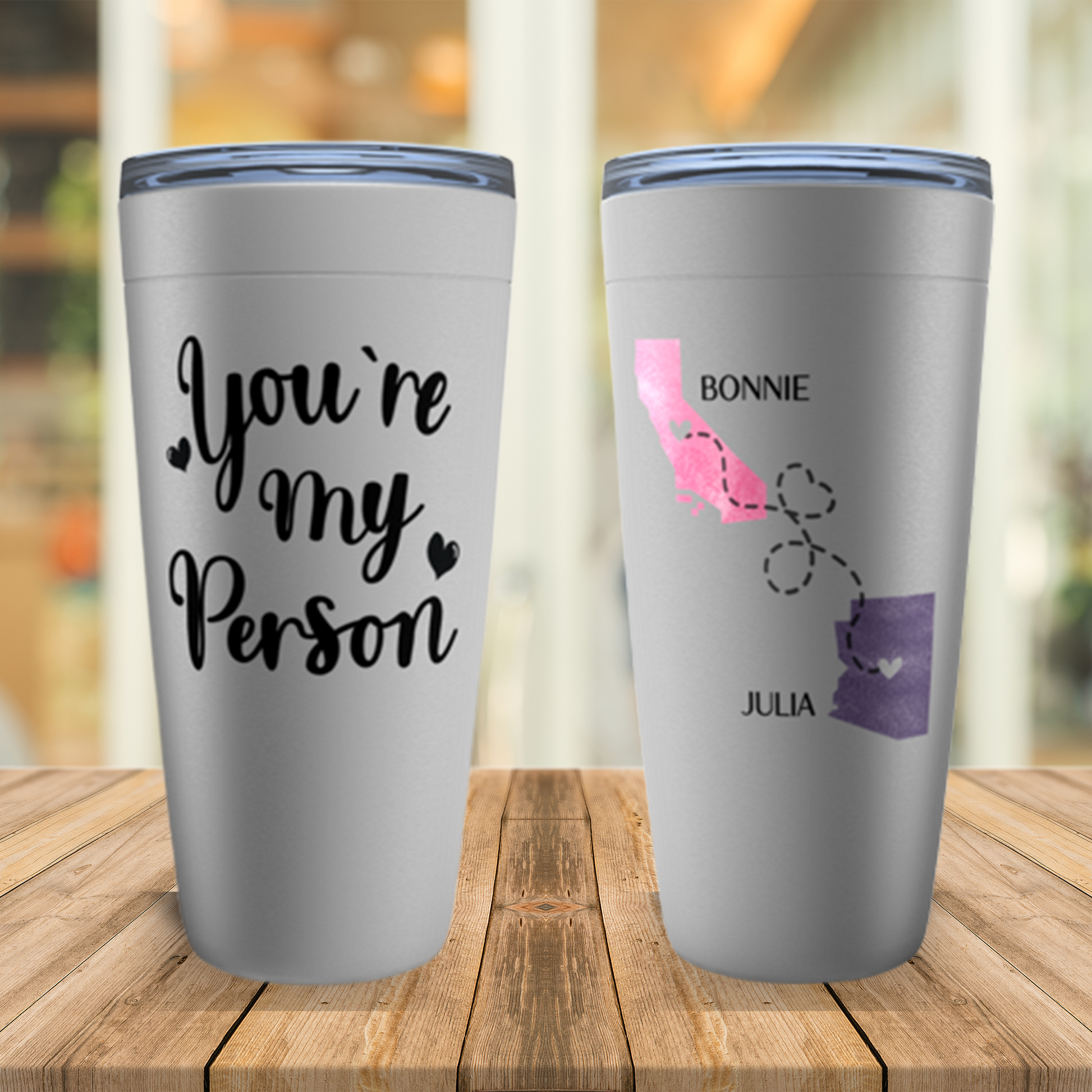 You're My Person Tumbler, Personalized Long Distance Friendship Gift, Best Friend or Sister State to State Custom Mug, Valentine's Day Gift