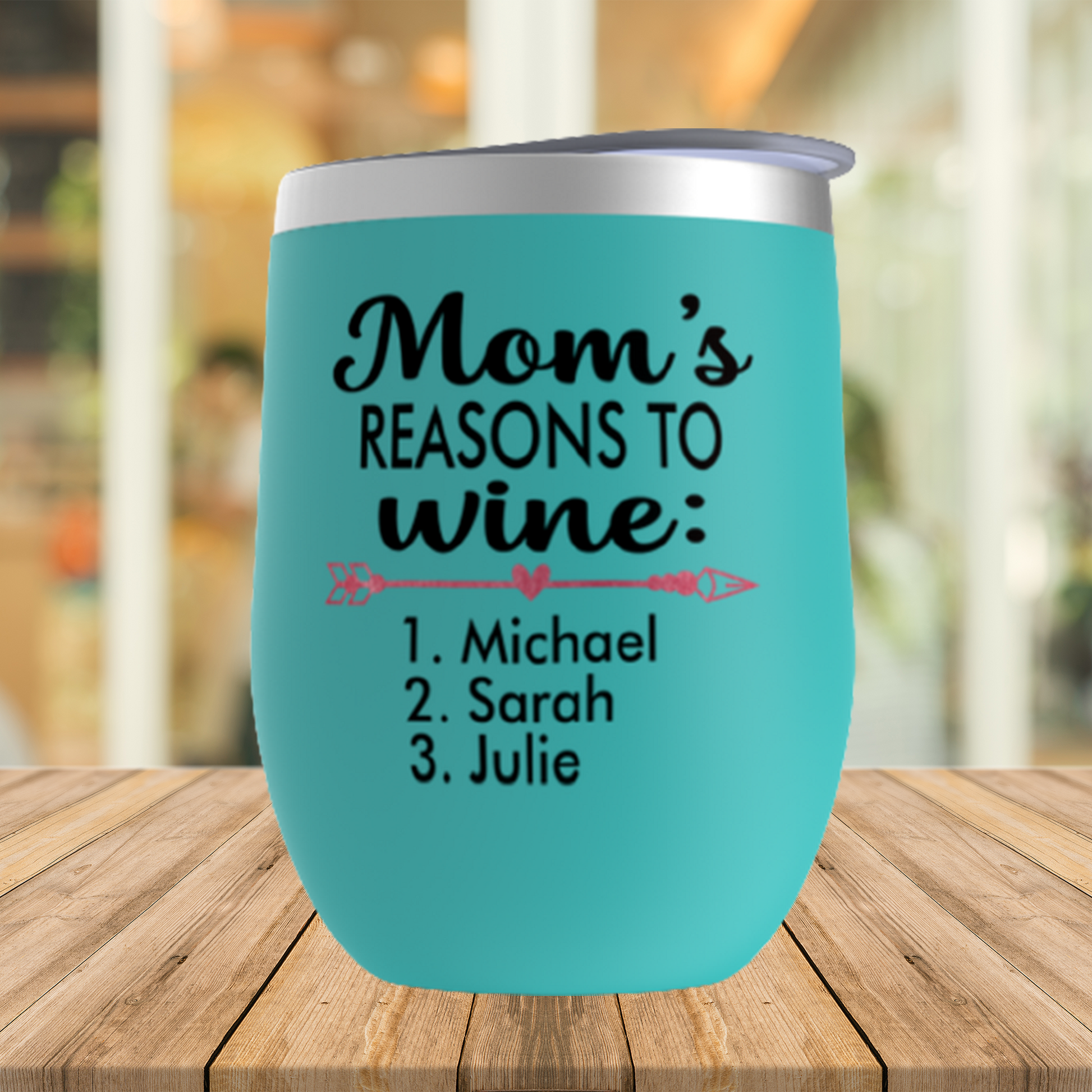 Funny Gift for Mom, Mom's Reasons to Wine Tumbler Personalized, Birthday, Christmas Gift for Mother, Wife, Mother's Day Cup with Kids Names